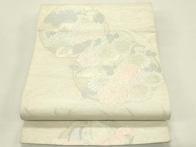 平和屋着物*夏物 六通柄袋帯 草花丸文 金銀糸 正絹 逸品 CABH5916rv