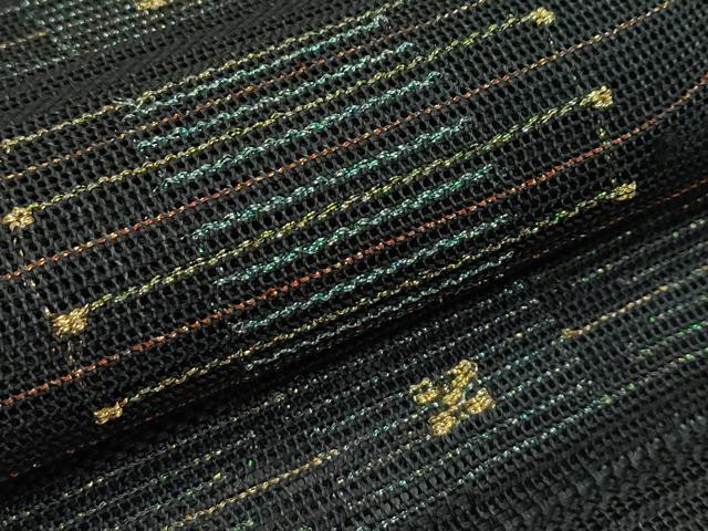平和屋着物*夏物 八寸名古屋帯 幾何学文様 黒地 金糸 正絹 逸品 CABH5921rv