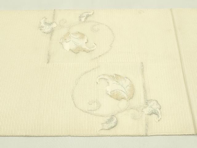 平和屋着物*夏物 太鼓柄袋帯 すくい織 蔦の葉文 銀糸 正絹 逸品 CABH5926rv