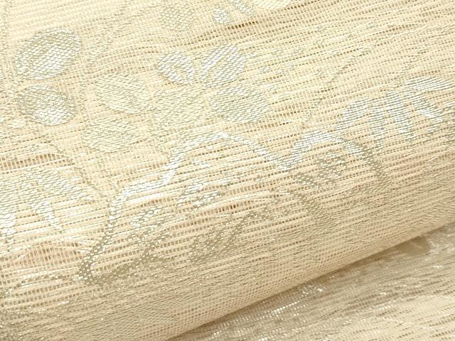 平和屋着物*夏物 六通柄袋帯 草花風景文 銀糸 正絹 逸品 CABH5930rv