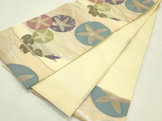 平和屋着物*夏物 西陣 川島織物 洗える最高級着物 <英>はなぶさ謹製 六通柄 京袋帯 朝顔露芝文 銀糸 たとう紙付 CABH5933rv