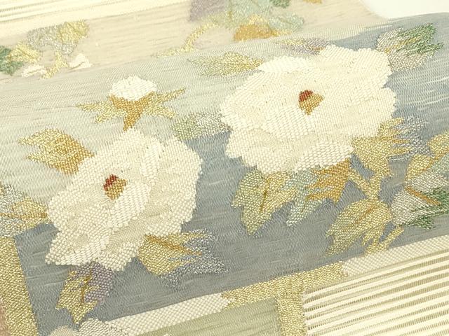平和屋着物*夏物 太鼓柄袋帯 すくい織 草花文 金銀糸 正絹 逸品 CABH5937rv