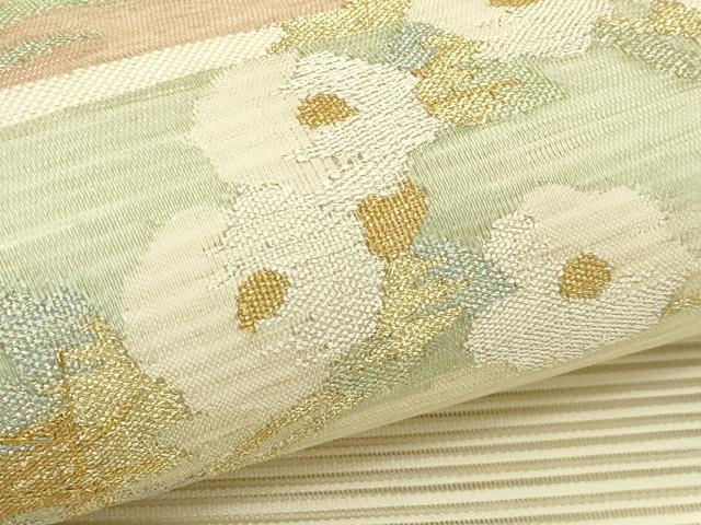 平和屋着物*夏物 太鼓柄袋帯 すくい織 草花文 金銀糸 正絹 逸品 CABH5937rv