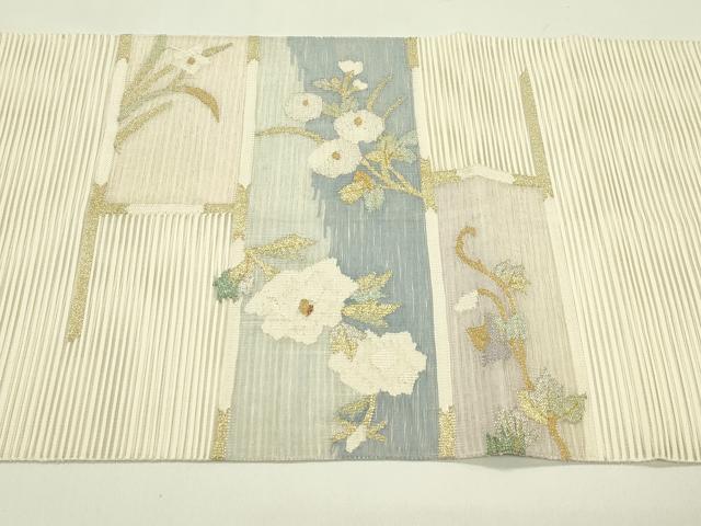 平和屋着物*夏物 太鼓柄袋帯 すくい織 草花文 金銀糸 正絹 逸品 CABH5937rv