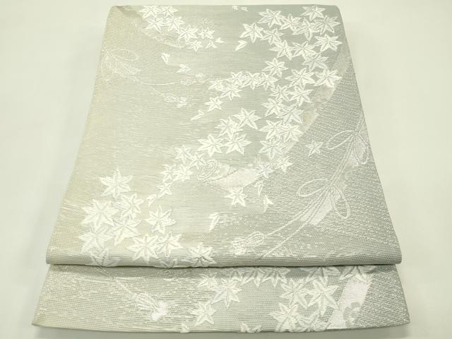 平和屋着物*夏物 六通柄袋帯 唐織 楓絵巻文 銀糸 正絹 逸品 CABH5939rv