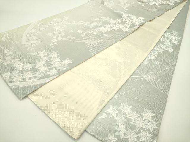 平和屋着物*夏物 六通柄袋帯 唐織 楓絵巻文 銀糸 正絹 逸品 CABH5939rv