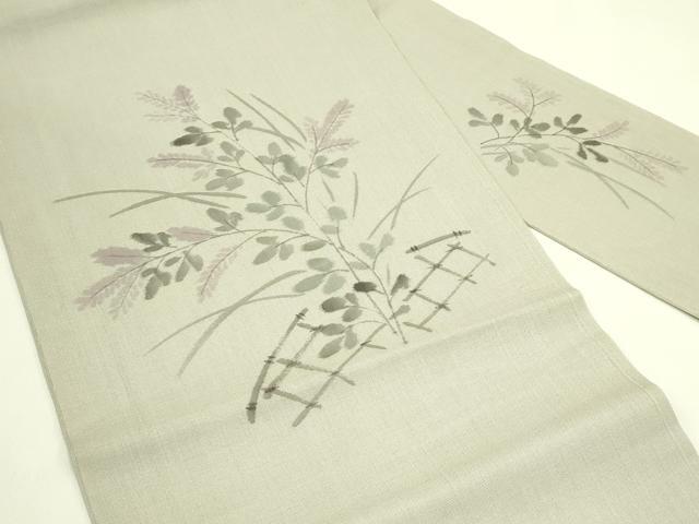平和屋着物*夏物 九寸名古屋帯 作家物 手描き 萩 正絹 逸品 未使用 CABH5956rv