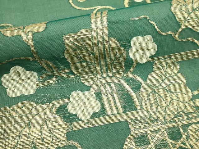 平和屋着物*夏物 九寸名古屋帯 花籠文 金糸 正絹 逸品 CABH5958rv