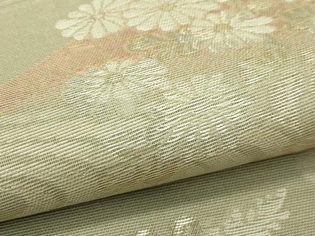平和屋着物*夏物 六通柄袋帯 流水秋草文 金銀糸 正絹 逸品 CABH5962rv
