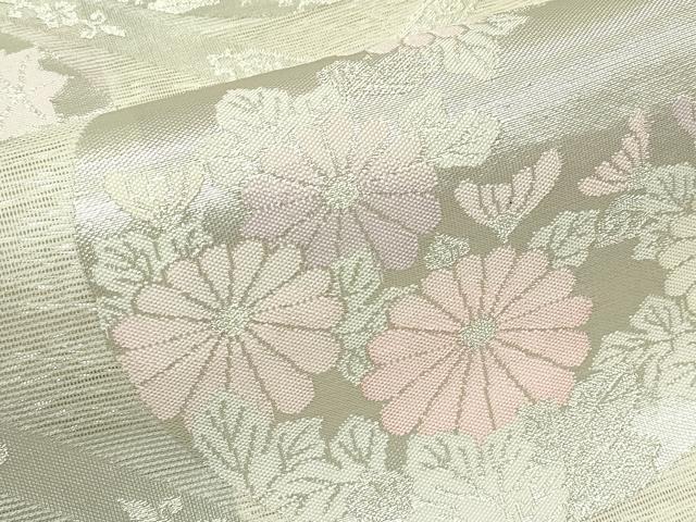 平和屋着物*夏物 六通柄袋帯 草花丸文 銀糸 正絹 逸品 未使用 CABH5974rv