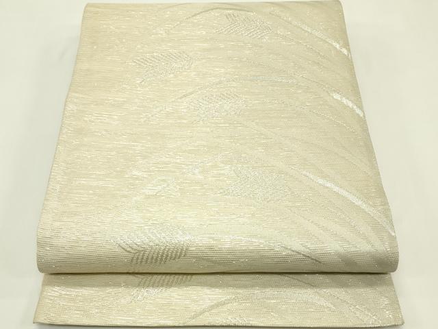 平和屋着物*夏物 六通柄袋帯 草木文 銀糸 正絹 逸品 CABH5979rv