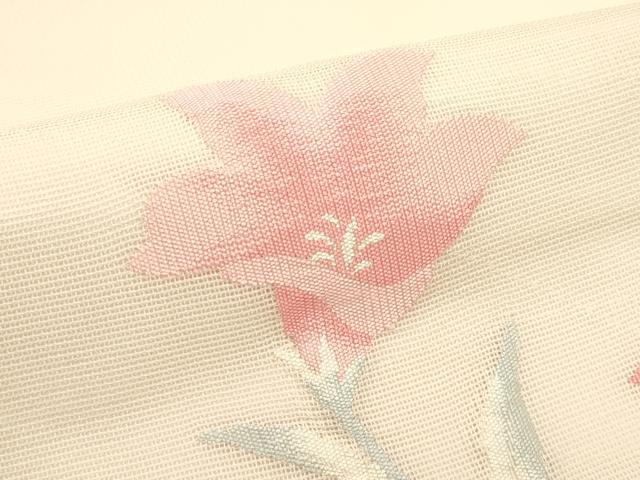 平和屋着物*夏物 九寸名古屋帯 草花文 正絹 逸品 CABH5986rv