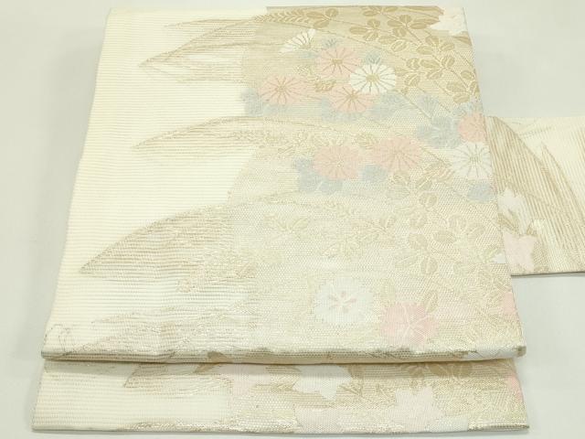 平和屋着物*夏物 九寸名古屋帯 秋草文 金糸 正絹 逸品 CABH5988rv