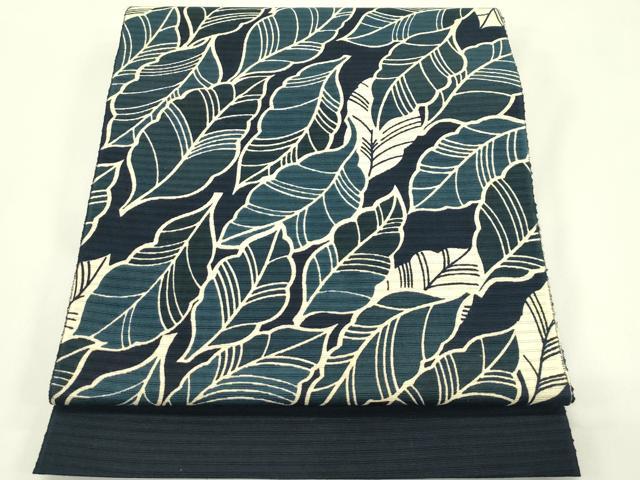 平和屋着物*夏物 八寸名古屋帯 型染め 葉尽くし 綿 逸品 未使用 CABH5991rv