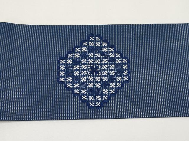 平和屋着物*夏物 九寸名古屋帯 ドロンワーク 菱文 正絹 逸品 CABH6006tx