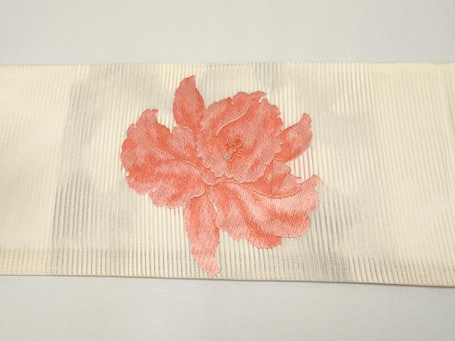 平和屋着物*夏物 九寸名古屋帯 唐織 牡丹 銀糸 正絹 逸品 CABH6025tx