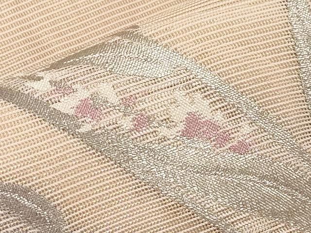 平和屋着物*夏物 九寸名古屋帯 草花文 銀糸 正絹 逸品 CABH6031tx