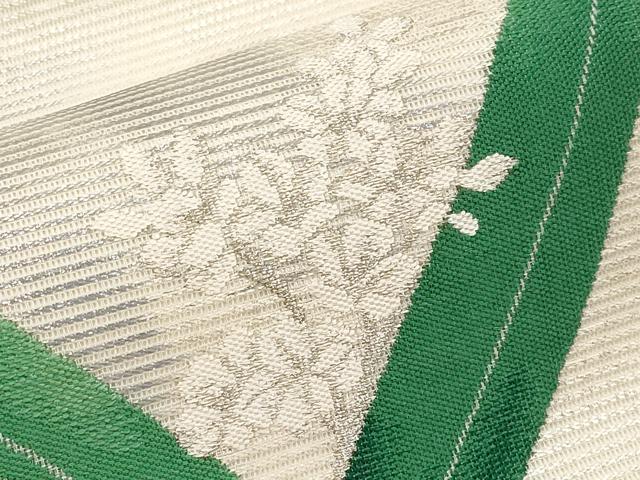 平和屋着物*夏物 九寸開き名古屋帯 枝花文 銀糸 正絹 逸品 CABH6045tx