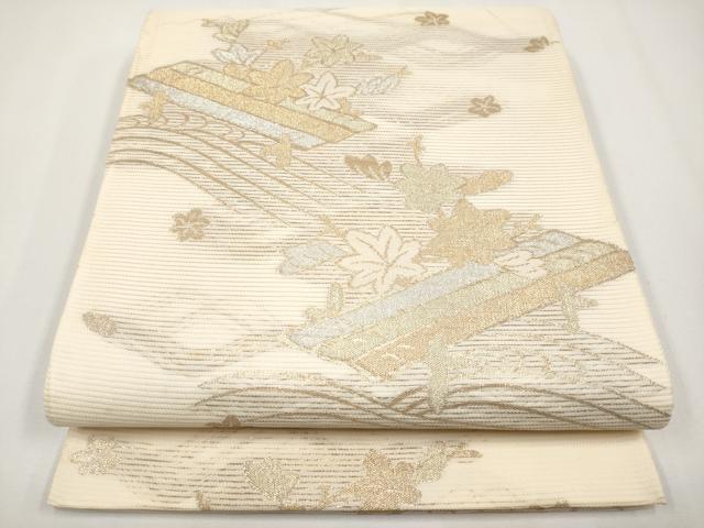 平和屋着物*夏物 六通柄袋帯 花筏文 金銀糸 正絹 逸品 CABH6053tx
