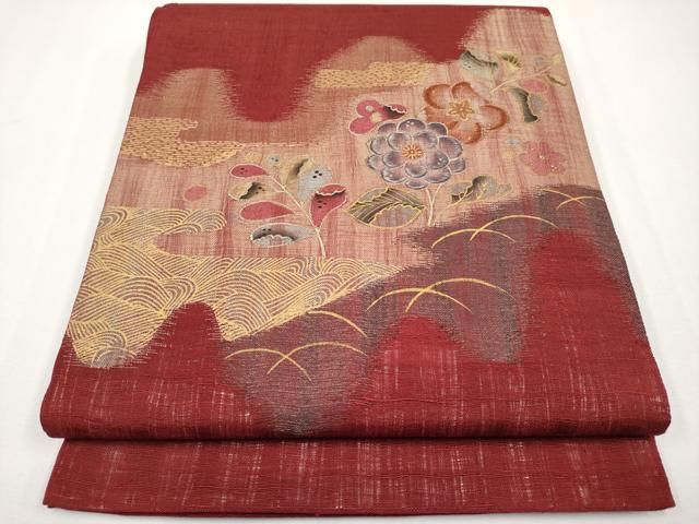 平和屋着物*夏物 太鼓柄袋帯 刺繍 辻が花 金彩 正絹 逸品 CABH6069tx