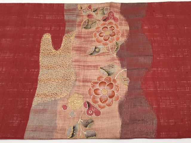 平和屋着物*夏物 太鼓柄袋帯 刺繍 辻が花 金彩 正絹 逸品 CABH6069tx