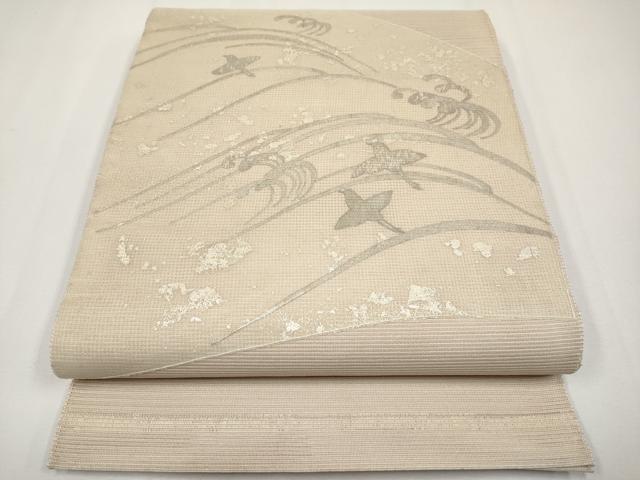 平和屋着物*夏物 太鼓柄袋帯 千鳥立波文 金銀彩 正絹 逸品 CABH6072tx