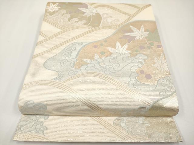 平和屋着物*夏物 六通柄袋帯 竜田川 金銀糸 正絹 逸品 CABH6076tx