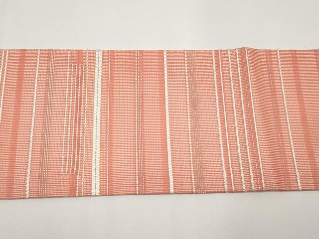 平和屋着物*夏物 九寸名古屋帯 横段文 銀糸 正絹 逸品 CABH6081tx