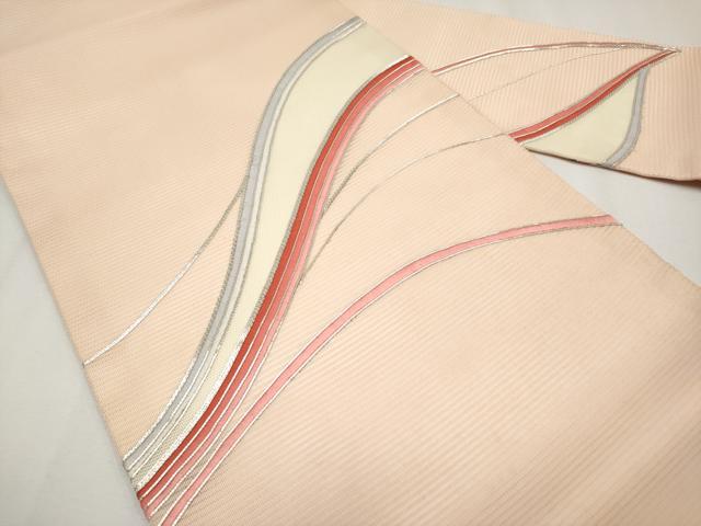 平和屋着物*夏物 九寸名古屋帯 駒刺繍 遠山文 正絹 逸品 CABH6089tx
