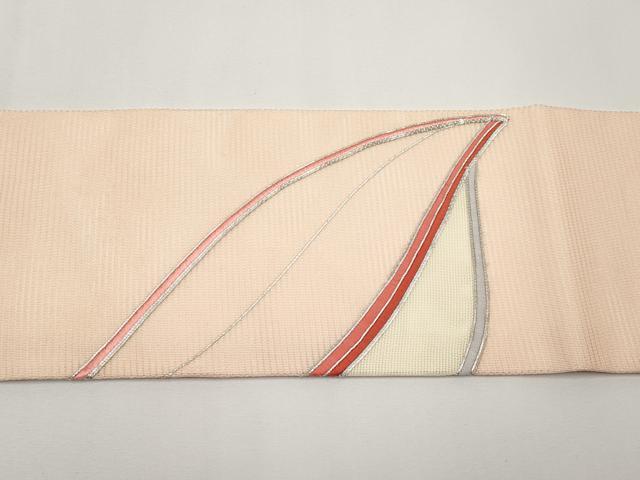 平和屋着物*夏物 九寸名古屋帯 駒刺繍 遠山文 正絹 逸品 CABH6089tx