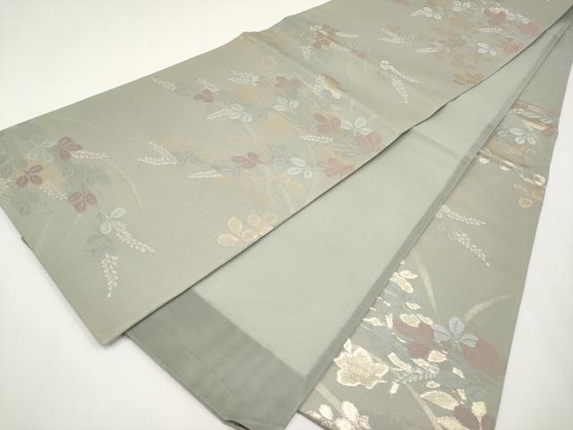 平和屋着物*夏物 六通柄袋帯 秋草文 金糸 正絹 逸品 CABH6098tx
