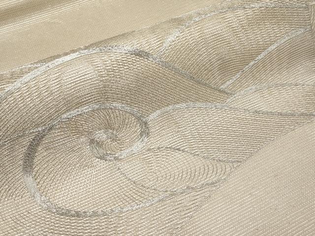 平和屋着物*夏物 九寸名古屋帯 駒刺繍 流線文 銀糸 正絹 逸品 CABH6107tx
