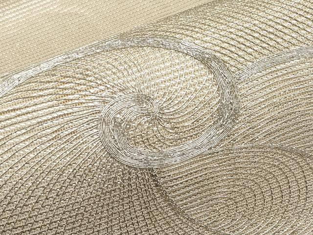 平和屋着物*夏物 九寸名古屋帯 駒刺繍 流線文 銀糸 正絹 逸品 CABH6107tx