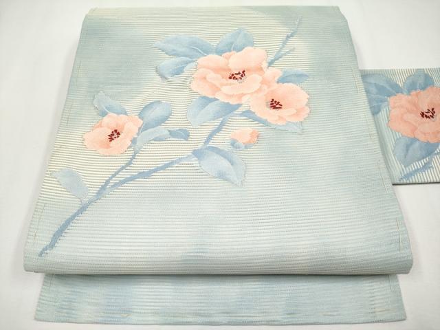 平和屋着物*夏物 九寸名古屋帯 枝花文 銀糸 正絹 逸品 CABH6112tx
