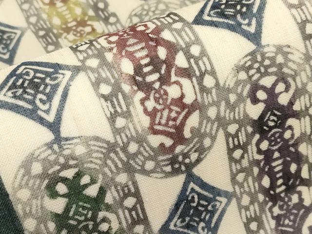 平和屋着物*夏物 九寸名古屋帯 紅型 吉祥間道 正絹 逸品 CABH6113tx