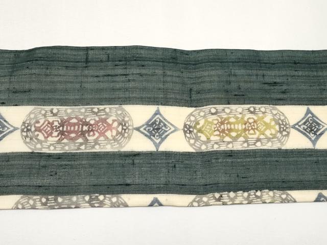 平和屋着物*夏物 九寸名古屋帯 紅型 吉祥間道 正絹 逸品 CABH6113tx