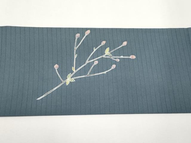 平和屋着物*夏物 絽塩瀬 九寸名古屋帯 刺繍 枝蕾 金彩 三越扱い 正絹 逸品 未使用 CABH6116tx