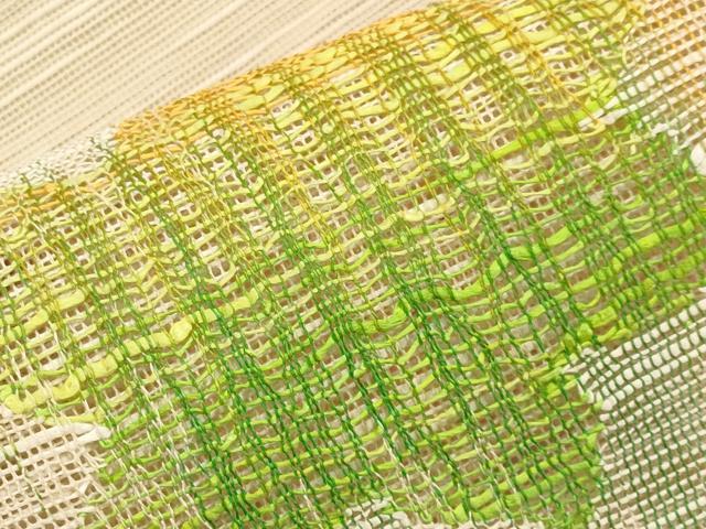 平和屋着物*夏物 八寸名古屋帯 舞葉文 正絹 逸品 未使用 CABH6129tx