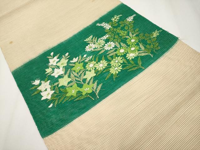 平和屋着物*夏物 八寸名古屋帯 唐織 秋草文 銀糸 正絹 逸品 CABH6131tx