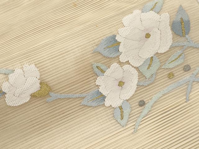 平和屋着物*夏物 八寸名古屋帯 絽綴れ 枝花文 金銀糸 正絹 逸品 CABH6137tx
