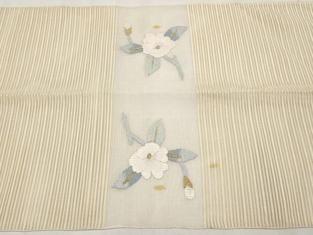 平和屋着物*夏物 八寸名古屋帯 絽綴れ 枝花文 金銀糸 正絹 逸品 CABH6137tx