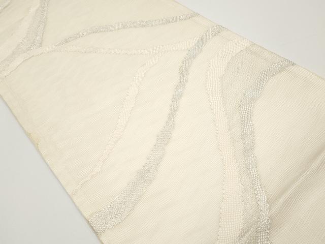 平和屋着物*夏物 六通柄袋帯 重ね山文 銀糸 正絹 逸品 CABH6148tx