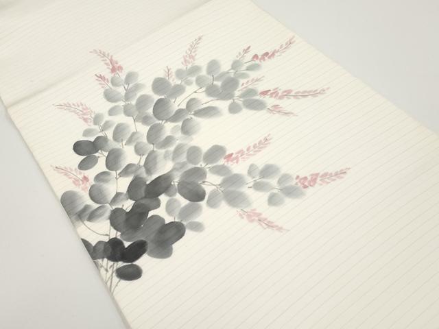 平和屋着物*夏物 絽塩瀬 九寸開き名古屋帯 作家物 手描き 枝花文 正絹 逸品 CABH6156tx