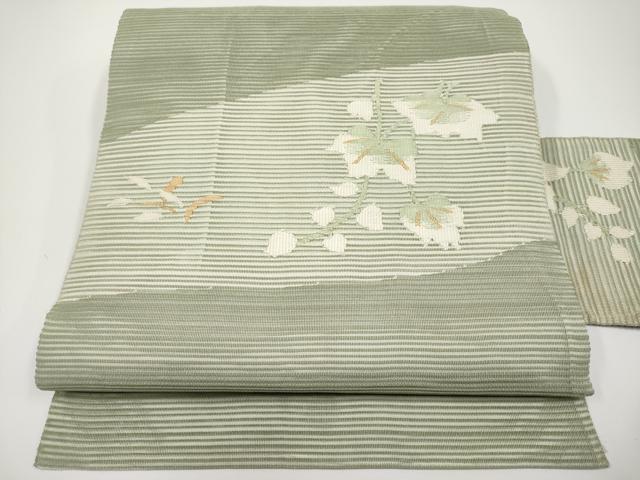 平和屋着物*夏物 八寸名古屋帯 絽綴れ 枝葉文 正絹 逸品 CABH6160tx