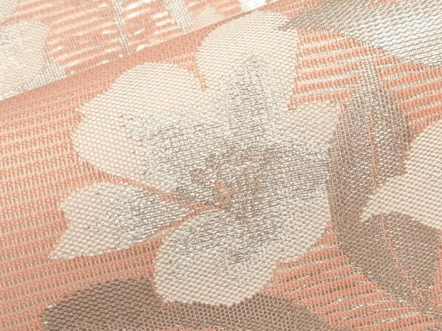 平和屋着物*夏物 九寸名古屋帯 枝花文 銀糸 正絹 逸品 CABH6163tx