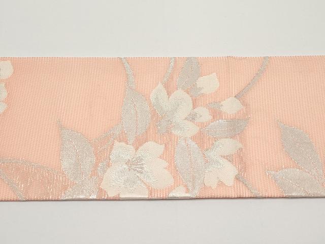 平和屋着物*夏物 九寸名古屋帯 枝花文 銀糸 正絹 逸品 CABH6163tx