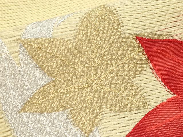 平和屋着物*夏物 八寸名古屋帯 絽綴れ 楓文 金銀糸 正絹 逸品 未使用 CABH6168tx