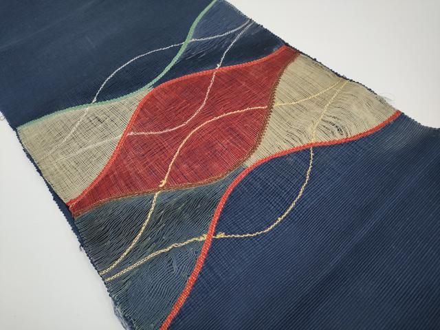 平和屋着物*夏物 八寸名古屋帯 すくい織 抽象文 金銀糸 正絹 逸品 CABH6175tx