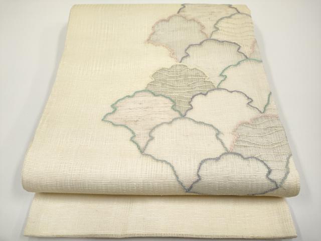 平和屋着物*夏物 太鼓柄袋帯 すくい織 雪輪重ね文 銀糸 正絹 逸品 CABH6179tx