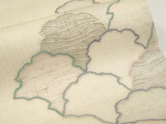 平和屋着物*夏物 太鼓柄袋帯 すくい織 雪輪重ね文 銀糸 正絹 逸品 CABH6179tx
